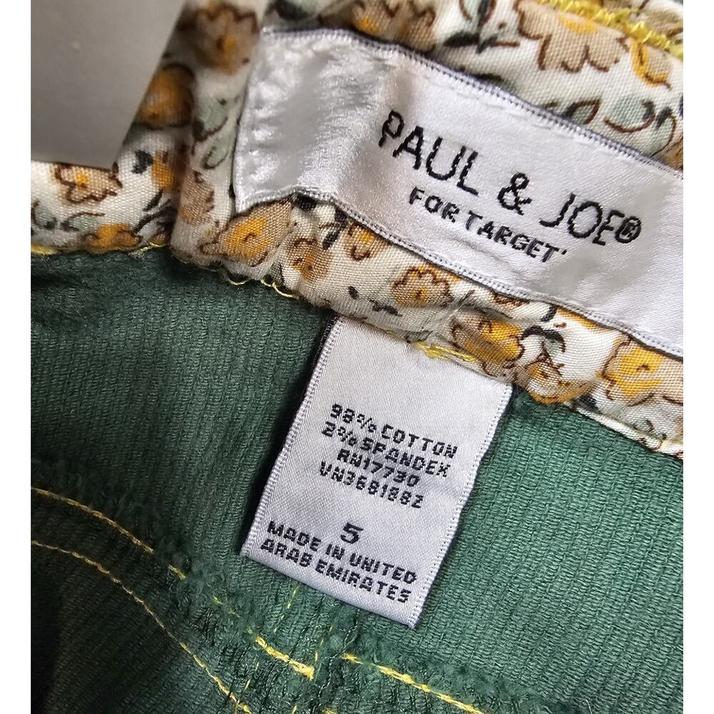Vintage Paul And Joe Corduroy Pant Womens Sz 5 Green NWT 2006 Target Y2K - Picture 4 of 10